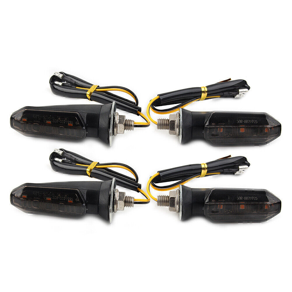 4X Universal Motorcycle LED Turn Signal Indicator Amber Blinker Light Lamp Smoke
