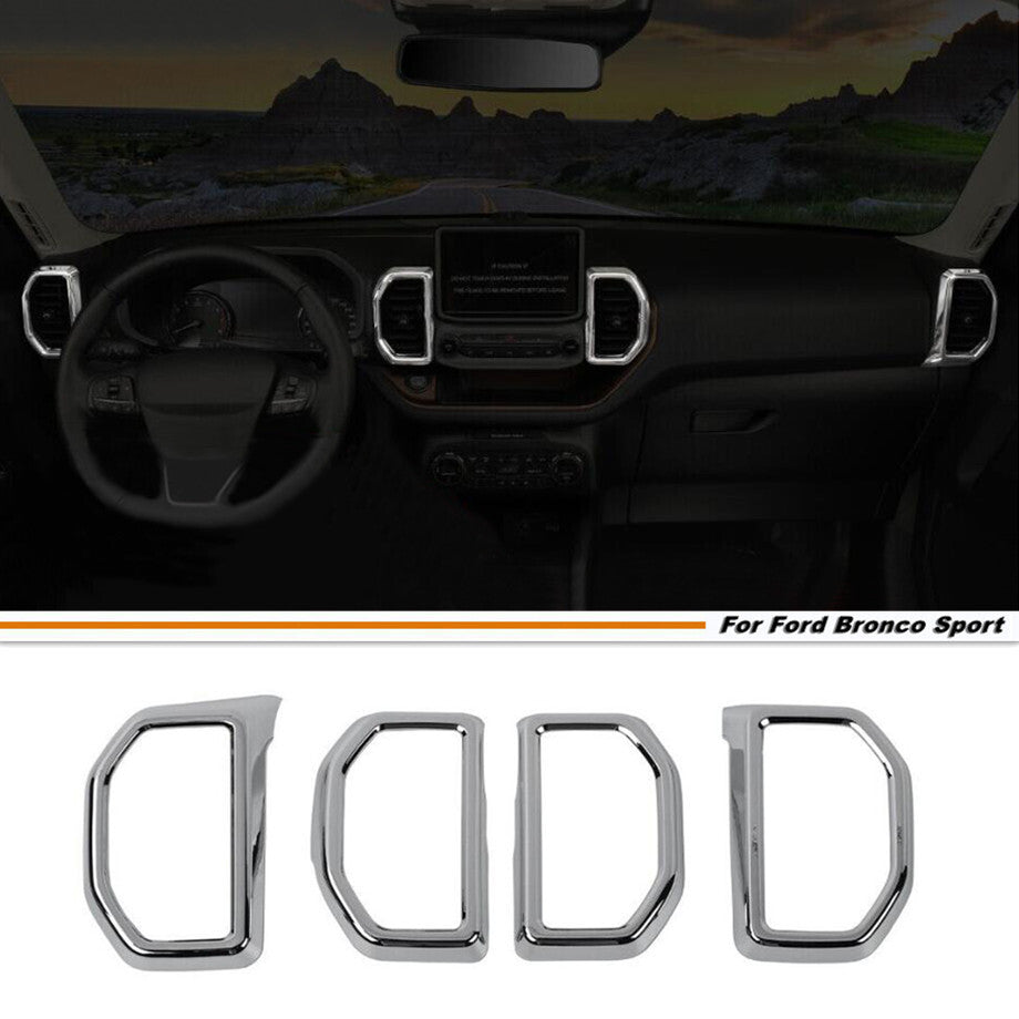 ABS Chrome dashboard AC air socket cover trim 4P for 2021-2024 for Ford for Mustang Sport