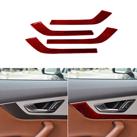4X Red Door Panel Trim Interior Strip Carbon Fiber Sticker for Audi Q7 2016-2019