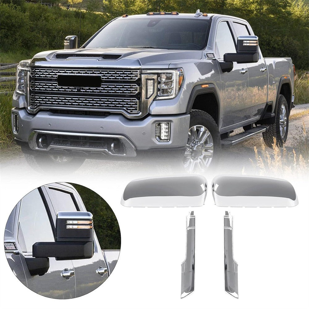 Car TopSide Mirror Cover Caps For Chevy Silverado for GMC for Sierra HD 2500 3500 20-23