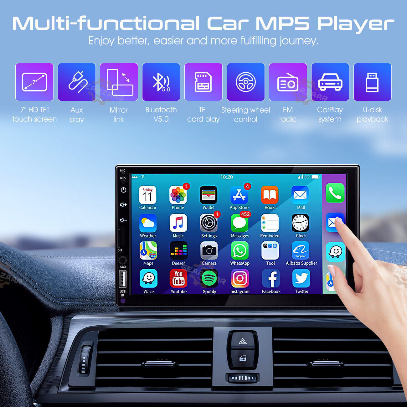 7Car For Apple Carplay Radio Android Auto Touch Screen Stereo Bluetooth FM SY