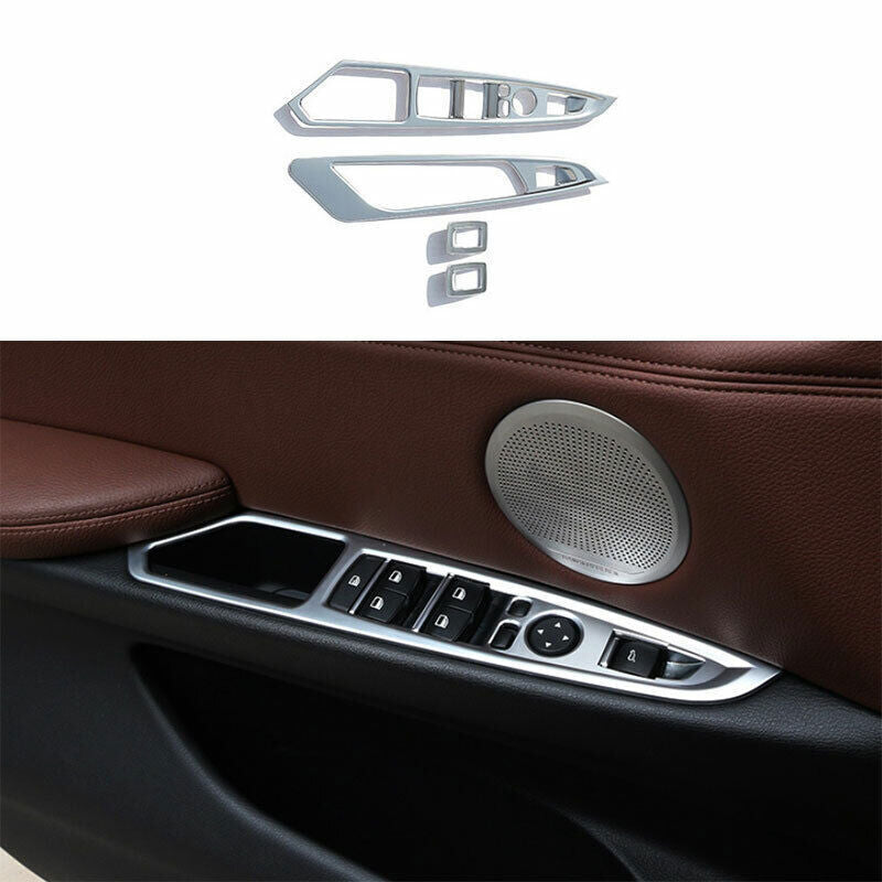 for BMW X5 X6 F15 F16 14-18 ABS Carbon Fiber Window Lock Lift Panel Trims Frame