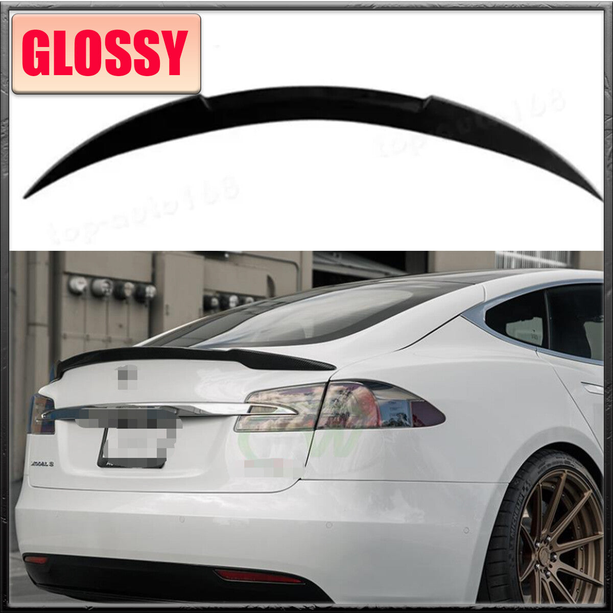 for Tesla Model 3 2024-2025 ABS Glossy Black Rear Door Tail Trunk Spoiler Wing