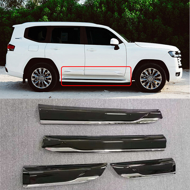 for Toyota for Land Cruiser LC300 2021-2023 Black+Chrome Side Door Body Molding Trim