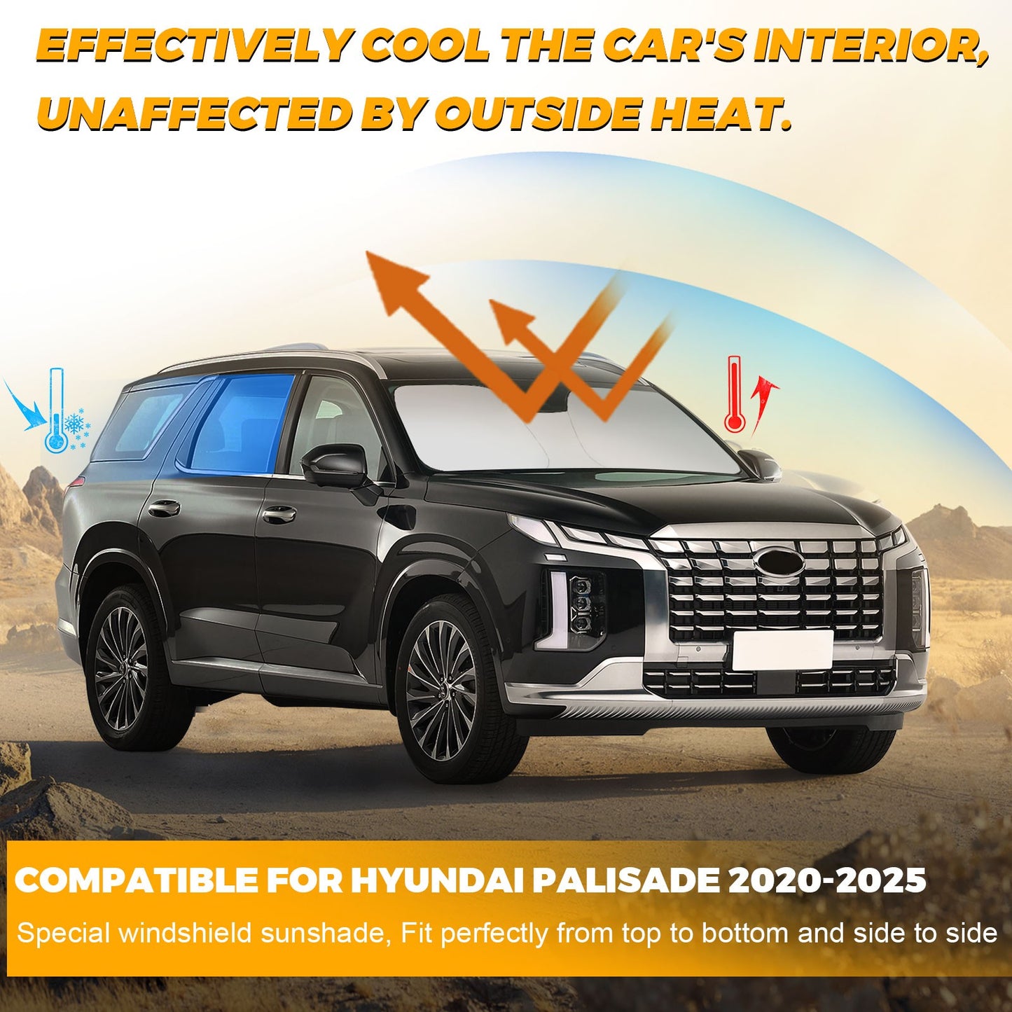 Custom for Hyundai Palisade 2020-2025 Windshield Sun Cover Sunshade Blocks UV