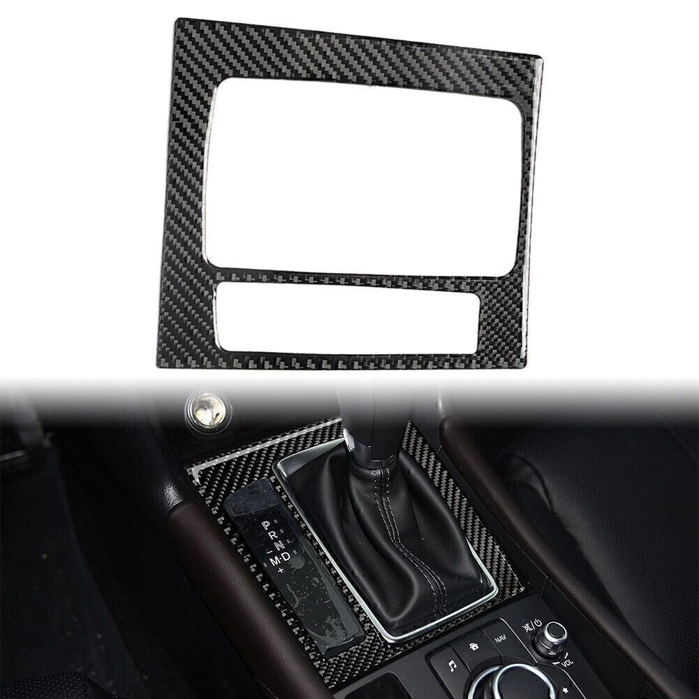 Console Gear Shift Pane Frame Cover Fit for Mazda 3 Axela 2017 2018 Carbon Fiber mo