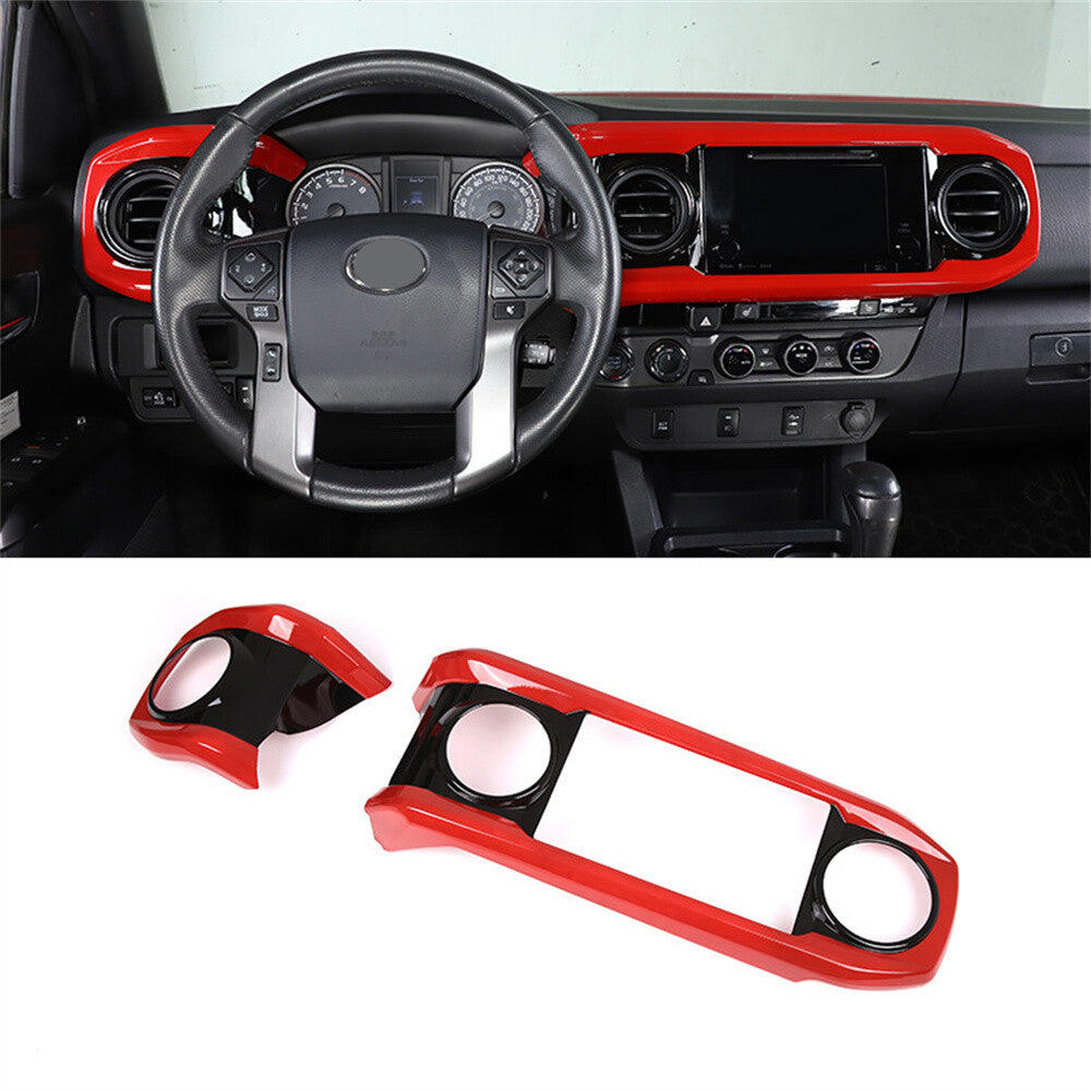 Red Black Central Control Dashboard Air Vent Outlet Trim For T@yota T@coma 2016+