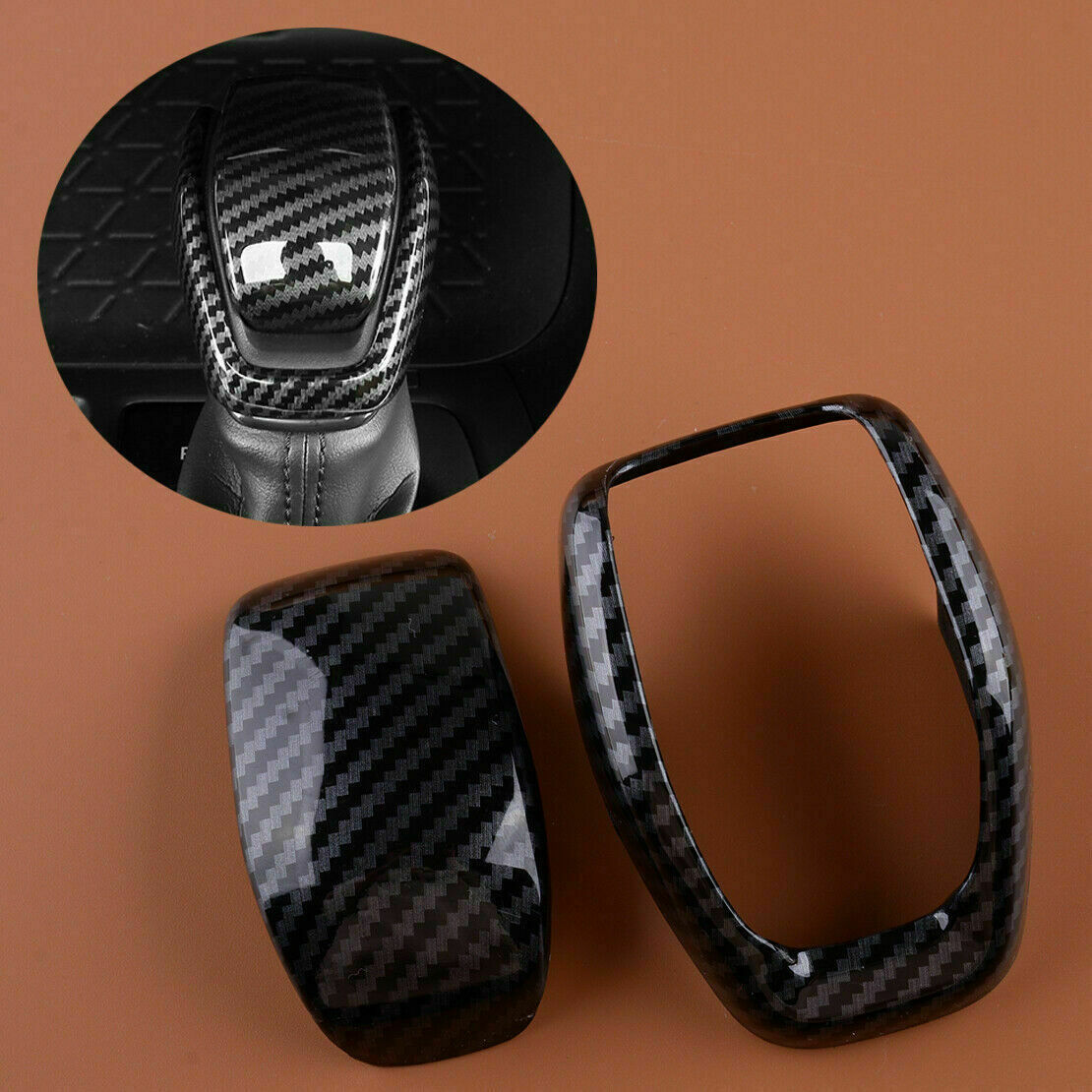 2pc for Toyota RAV4 2019-2021 Carbon Fiber Black ABS Shift Button Cover Trim