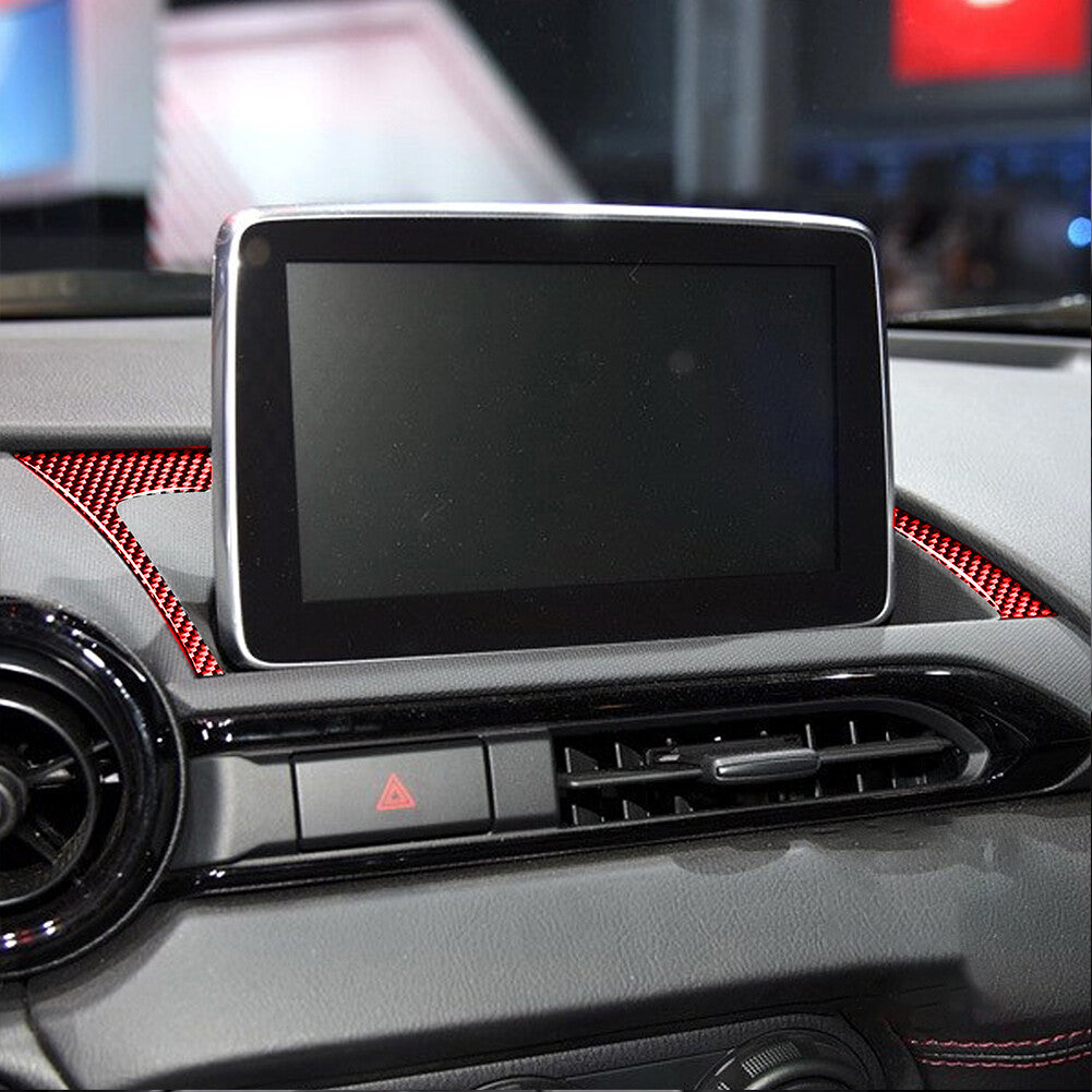 Red for Mazda MX-5 Carbon Fiber Interior Navi Displayer Base Frame Cover Trim