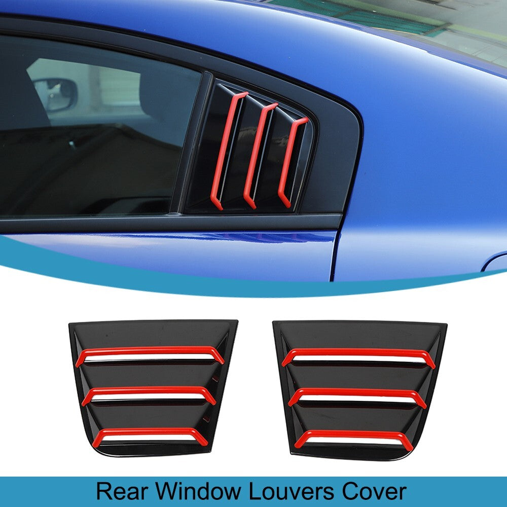 Black Rear Window Louvers Cover Air Vent Scoop Trim for Dodge Charger 2015-2023