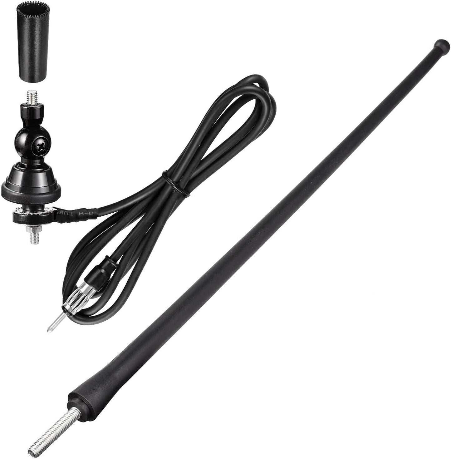 Universal 16 Flexible Rubber Antenna Mast w/ Ball Base Car Audio Stereo Radio