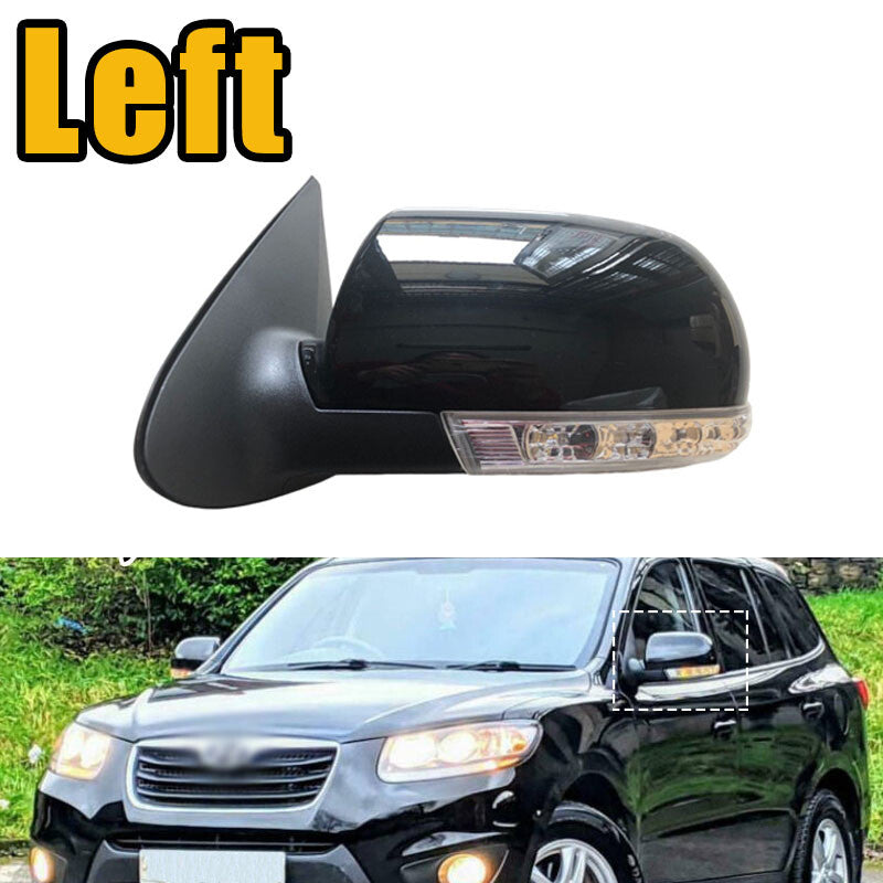Left Rearview Mirror 8PINS With Lamp Black for Hyundai Santa Fe 2.4L 2.7L 07-12