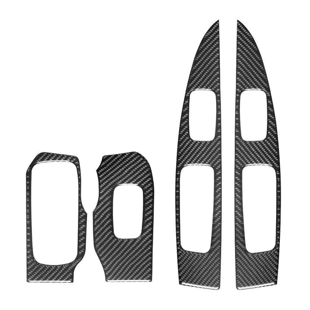 4Pcs Carbon Fiber Window Control Panel Cover Trim for Ford Fiesta 2011-2015