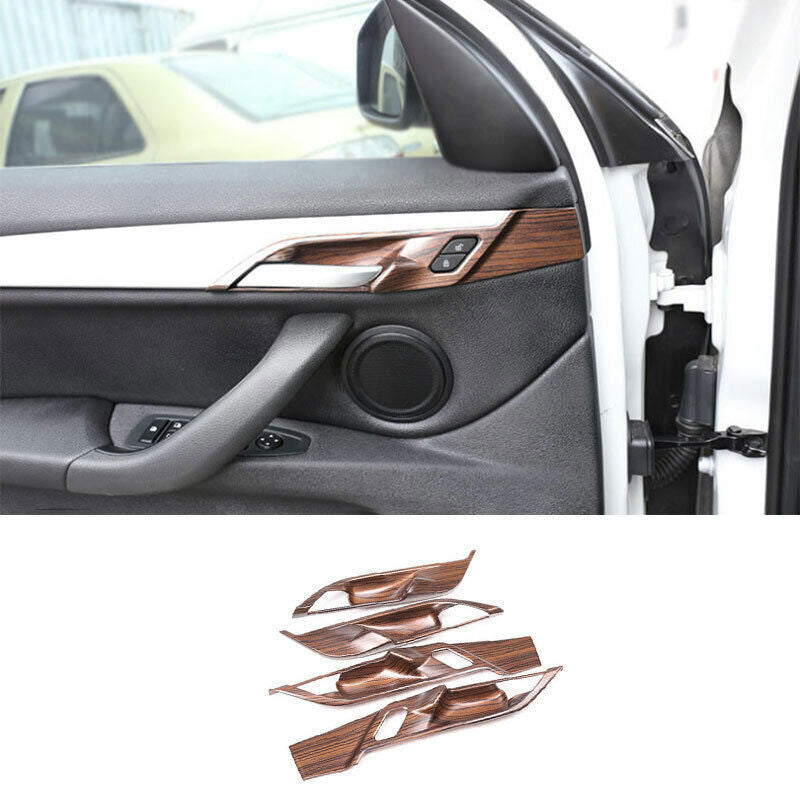 for BMW X1 F48 2016-22 Pine Wood Grain Interior Door Handle Frame Cover Trim 4P