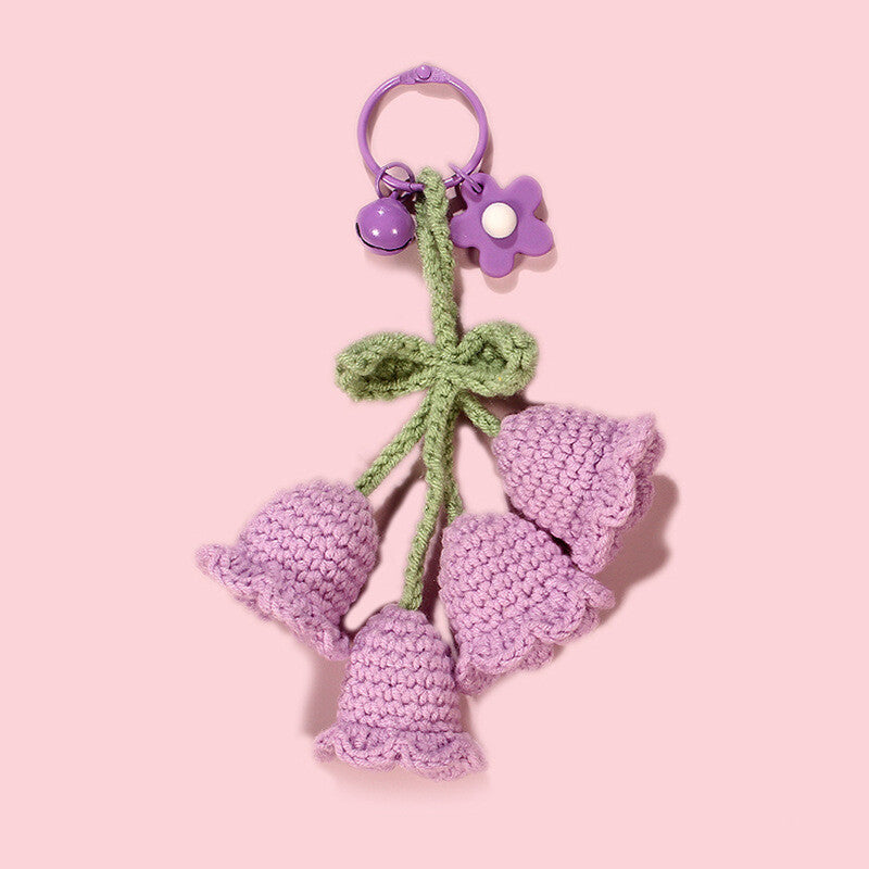 1Pc Hand-woven Bellflower Pendant for Rearview Mirror Hanging Accessory Purple