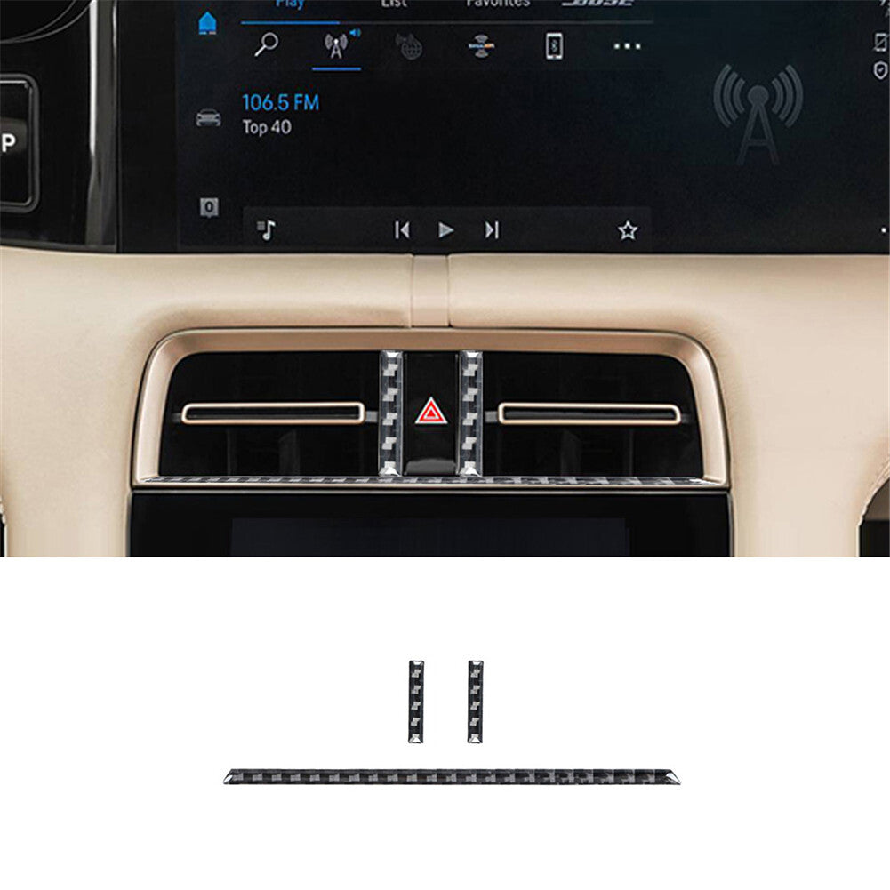 3x carbon fiber central air outlet strip trim for Porsche Taycan 2019-22
