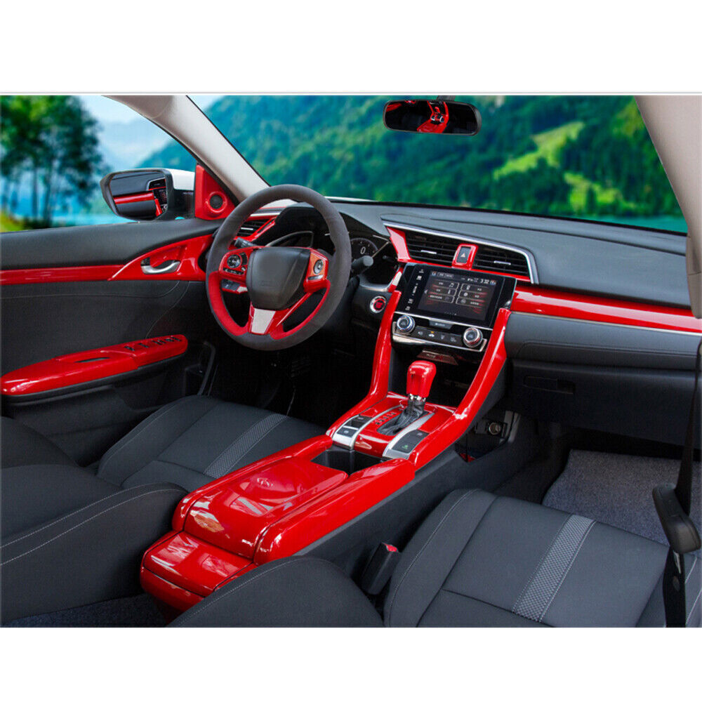 Inner Door Handle Bowl Cover Trim 4 Fit for Honda for Civic 10th 16-2021 Bright Red