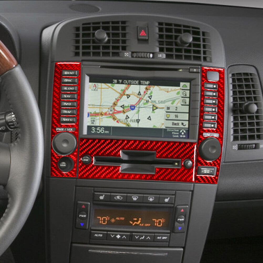 Red Vehicle Carbon Fiber Navigation Panel Cover Trim for Cadillac CTS 2003-2007