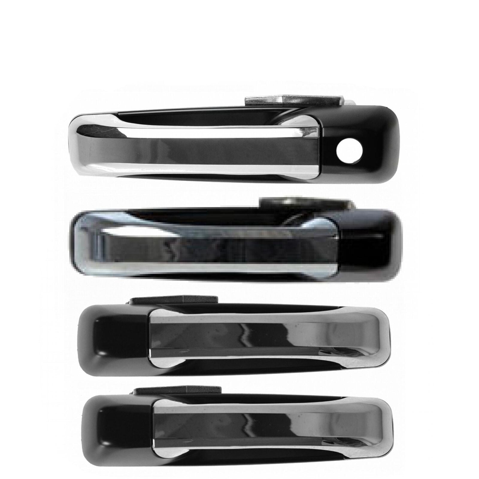 4-Piece New Front and Rear Exterior Door Handle Set with Drivers, Chrome Black, Suitable for Ram