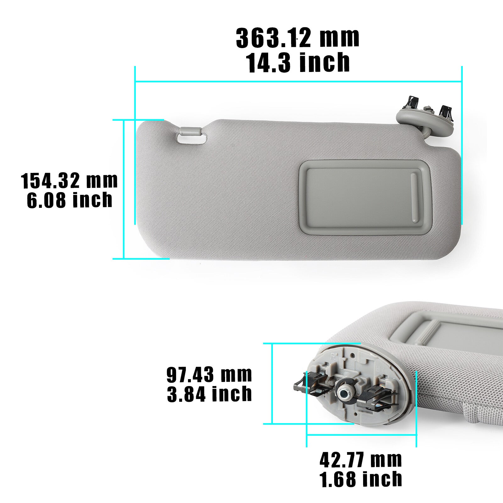 With Mirror Right Grey Sun Visor 74310-12L80-B0 for Toyota for Corolla 2009-2013 AU