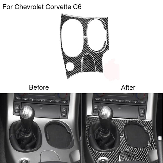 for Chevrolet for Corvette C6 2005-07 Carbon Fiber Gear Shift Panel Cover Trim TypeB