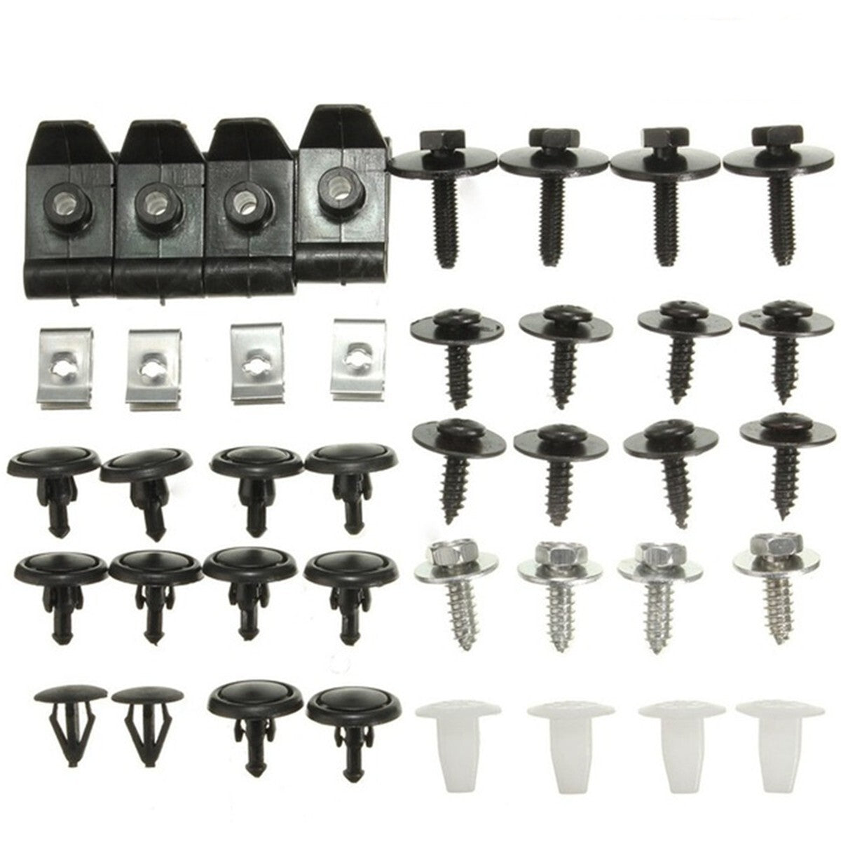 40x Metal Car Screw Body Fender Bumper Retainer U Nut Clips Gasket Fastener Kit