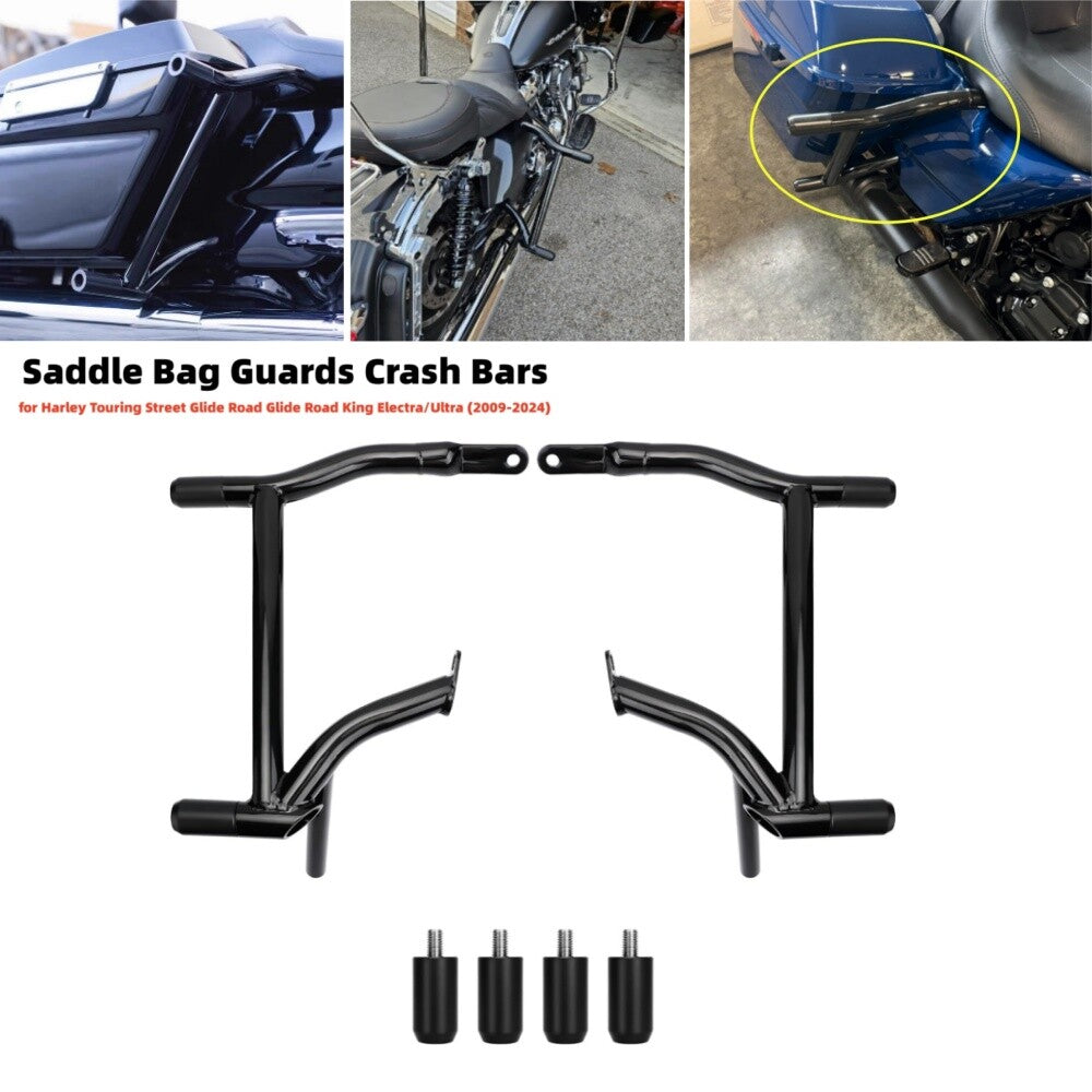 Black Saddlebag Guards Rail Crash Bar for Harley Touring 09-24 Electra Glide