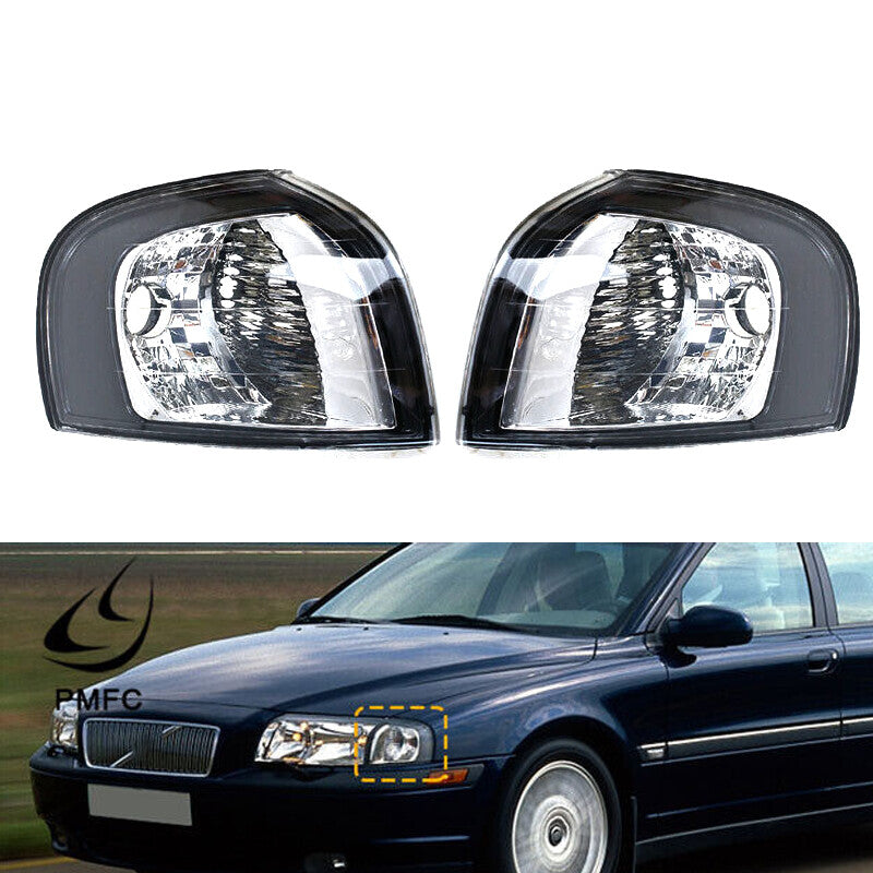 Pair for Volvo S80 1999-2006 Front Bumper Corner Light Turn Signal Light NO Bulb