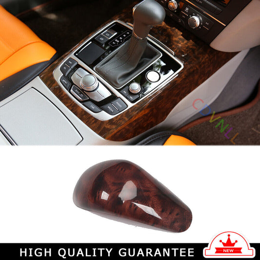 Car Inner Gear Shift Knob Head Cover Trim Fit for Audi A6L 2012-2015 Brown Wood
