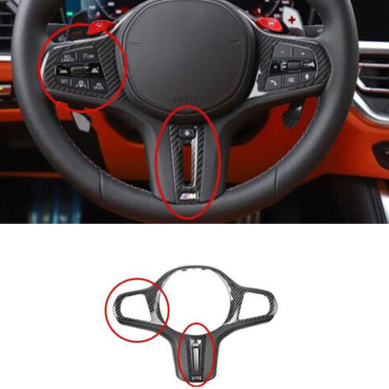 Carbon Fiber Car Steering Wheel Cover Trim Frame Fit for BMW X3 G01 G08 X3M F97