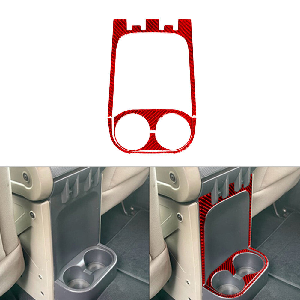 3X Red Carbon Fiber Rear Center CupHolder Cover Trim for Jeep for Wrangler 2007-2010