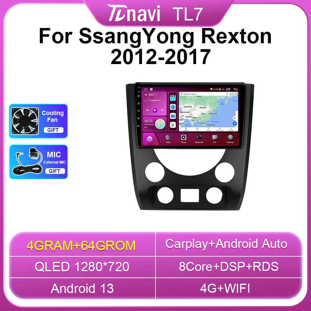 Android Car Radio CarPlay Screen for SsangYong for Rexton W Y290 III 3 GPS Player