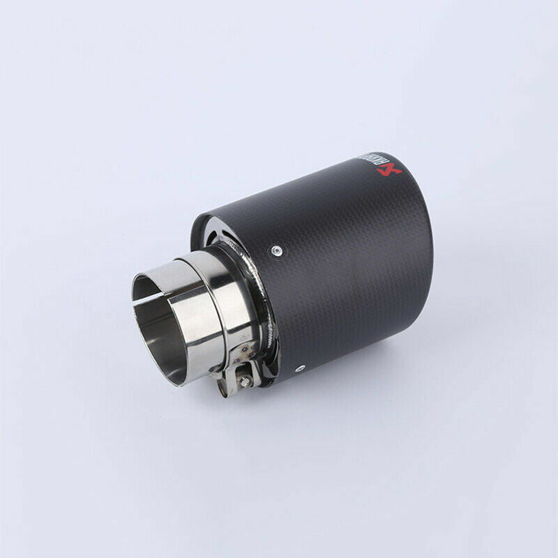 63mm/89mm Matte Carbon Fiber+Steel Car Dual Exhaust Pipe Tail Muffler Tip Trim
