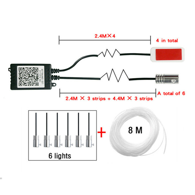 10In1 RGB Ambient Interior Decoration Neon Light Strip APP Bar Bluetooth Control