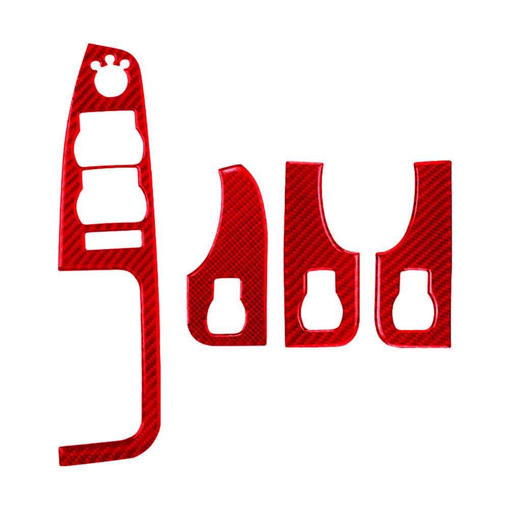 4Pcs Red Carbon Fiber Windows Control Panel Trim Sticker for Audi for A4 S4 2005-08