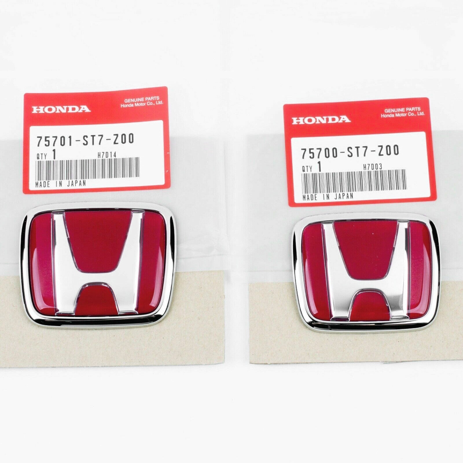 2PCS 96-00 for Honda for Civic EK JDM RED H Type R - Front Rear Emblem 92-95