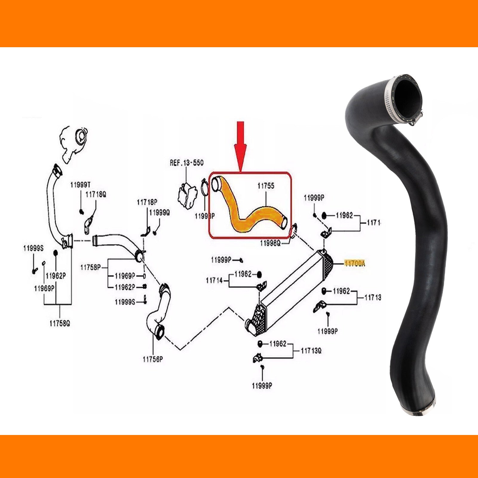 1X NEW Turbo Intercooler Hose 1505A568 for Mitsubishi Outlander 2.2Di D 150Hp AU