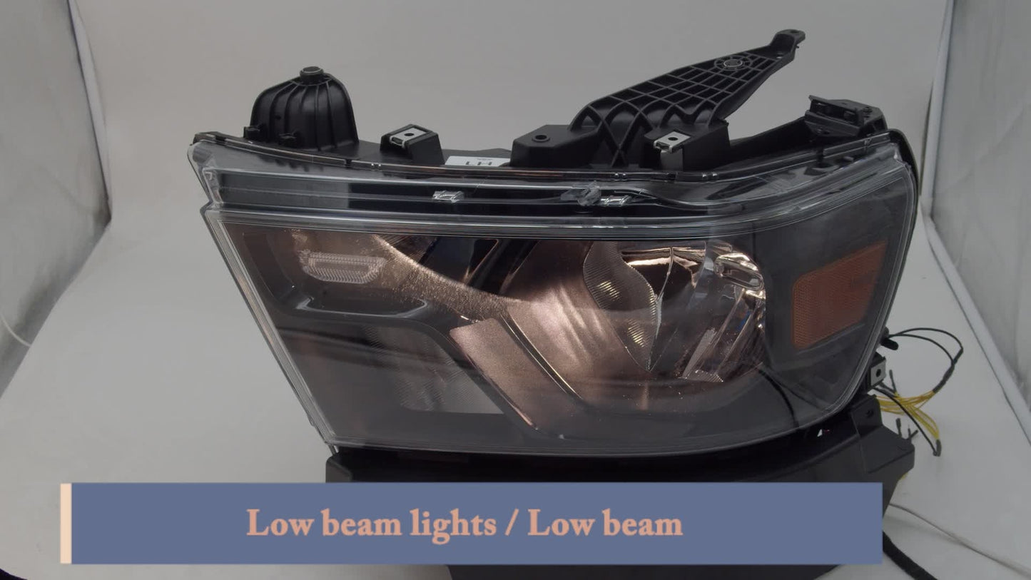 2P Halogen Headlights with Black Bezels for 2019-2023 for Dodge for Ram 1500 (Left and Right Lights)