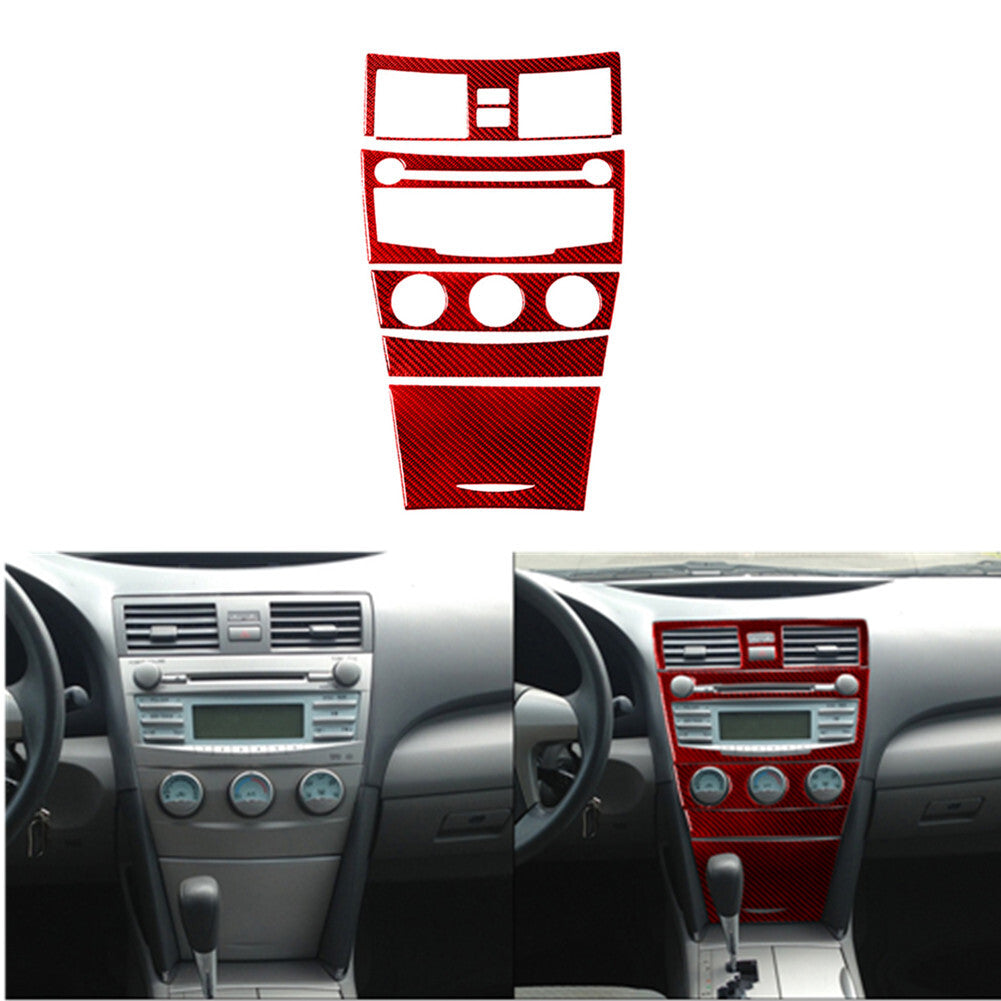 Red Carbon Fiber Manual Climate Control Cover Trim for Toyota for Camry 2007-2011