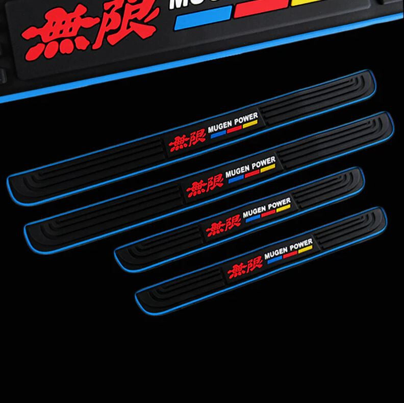 Car door and window protection stickers, badges, strips, Mugan blue and black, suitable for Nissan and for Mazda .