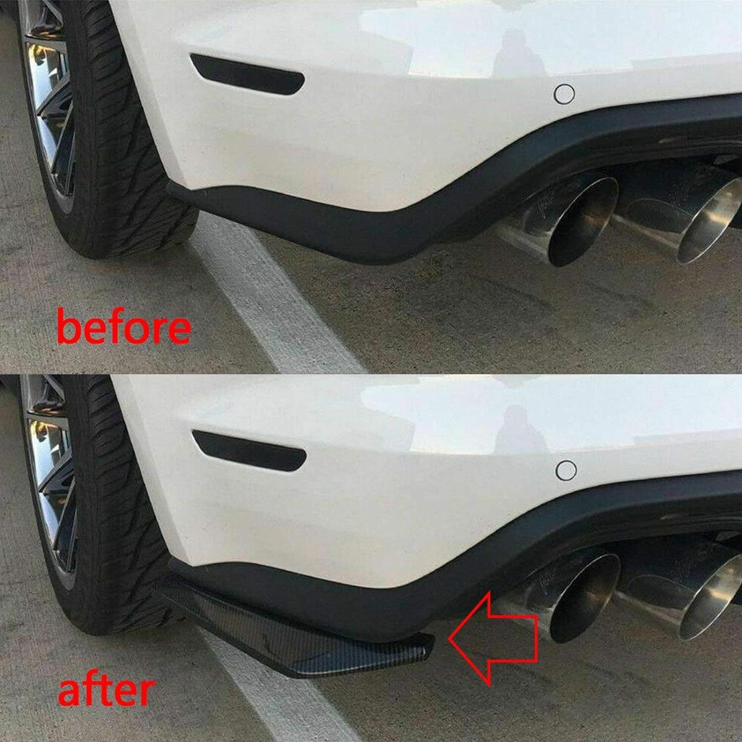 2pcs for Honda for Civic Carbon Fiber Black Rear Bumper Diffuser Lip Splitter Canard