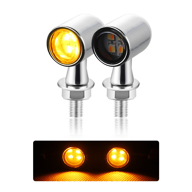 2X Chrome LED Motorcycle Turn Signal Indicator Blinker Light Universal for Mini Lamp