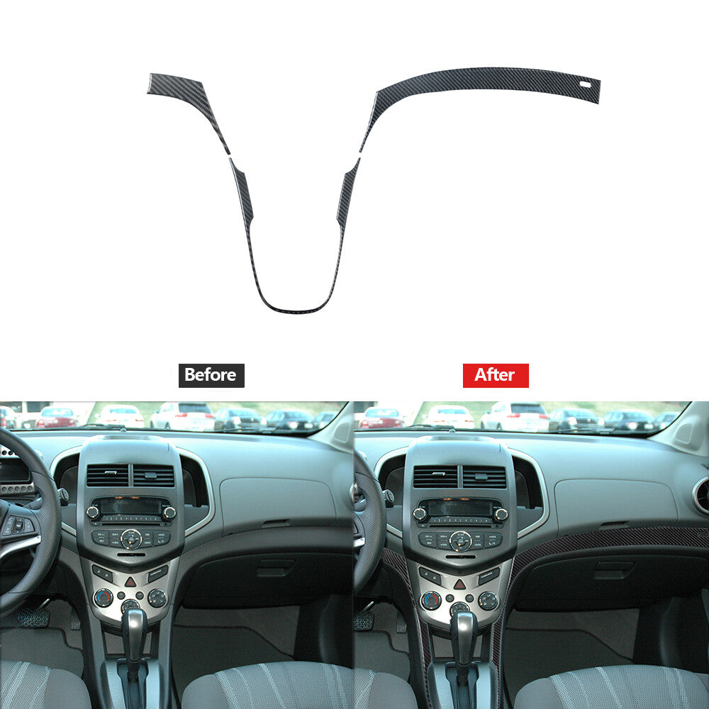 3Pcs Carbon Fiber Climate Control Panel Trim Cover for Chevrolet Sonic 2012-2016