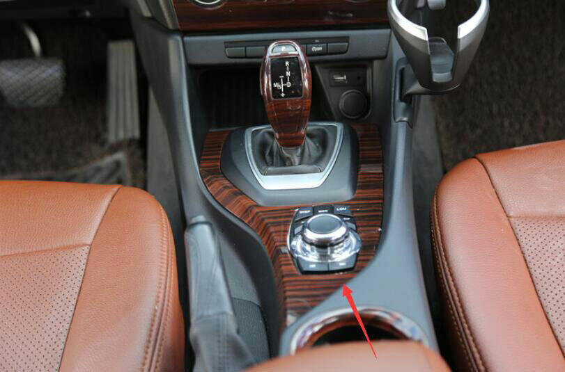 for BMW X1 E84 2013-2015 Red Wood Grain Central Console Gear Shift Cover Trim 1P