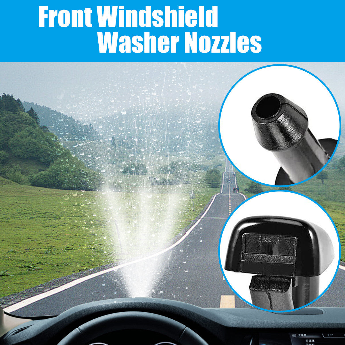 2x for Toyota for Sienna Windshield Wiper Jet Washer Nozzle Water Spray 85381AE020