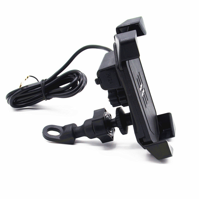 Mirror Pole Grip Clip Bike Handlebar Motorcycle Mount Phone Holder USB Charger