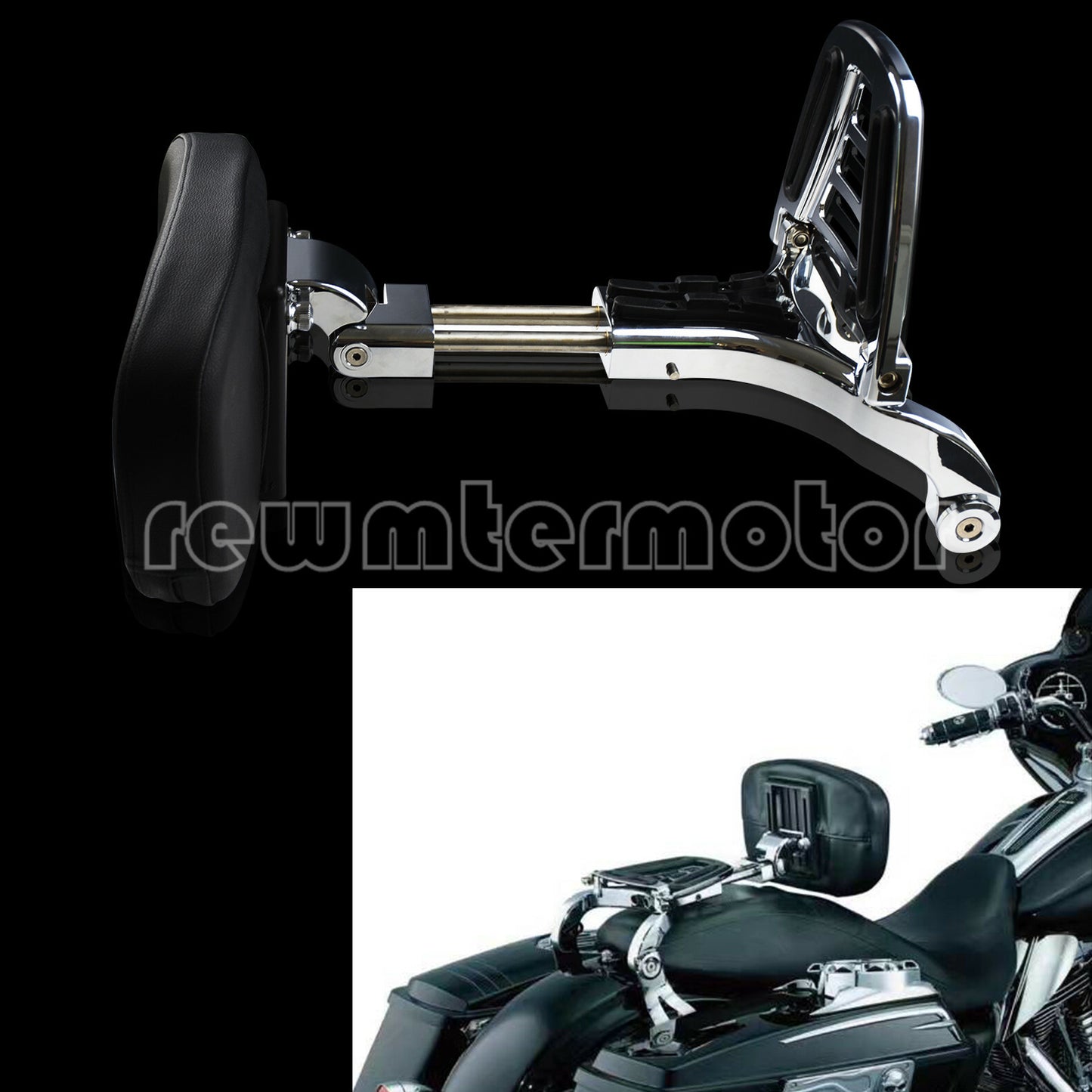 Adjustable Driver  Passenger Backrest Fit for Harley Touring Road King 09-13
