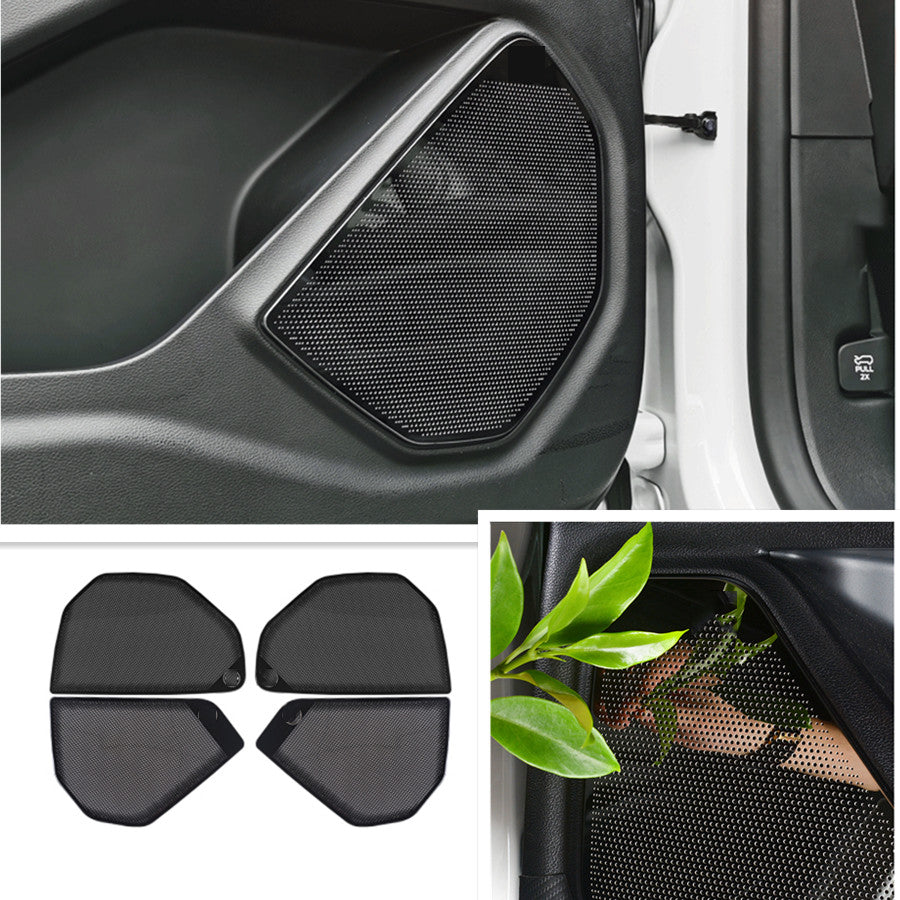 for Ford Explorer 2020-2022 Black Stainless Inner Door Speaker Cover Decor Trims