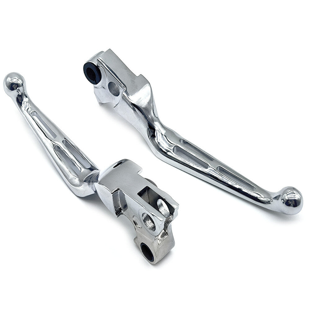 Chrome Brake Clutch Levers Slotted Hand Lever for Harley Touring Sportster 96-13