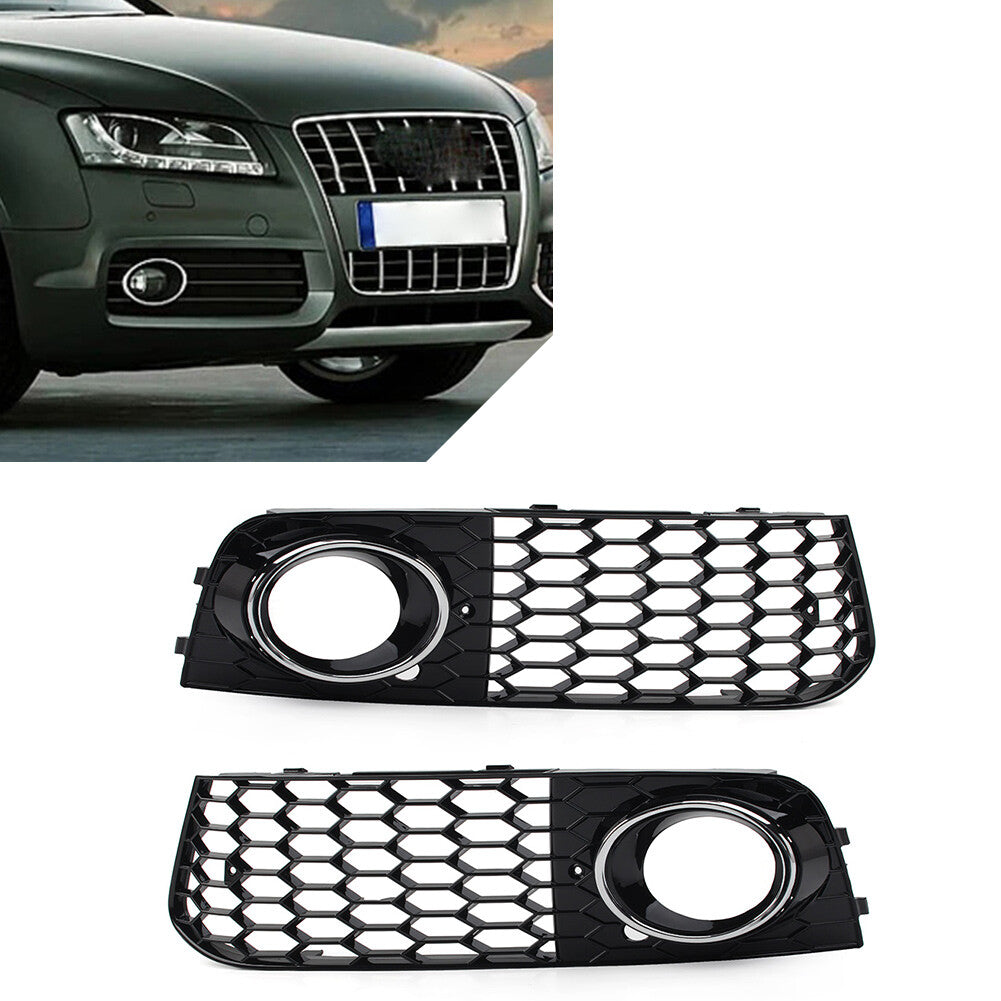Silver honeycomb hexagonal mesh fog light protectors for Audi A4 B8 2009-12 2011 2010